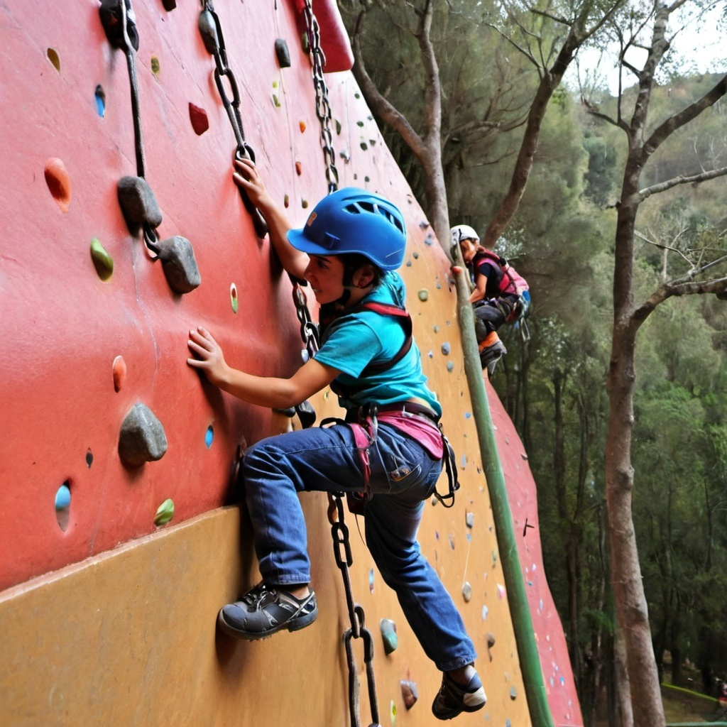 niña escalando